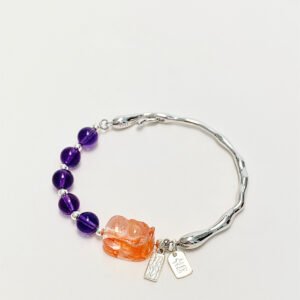 Amethyst & Orange Pixiu Bracelet: Spiritual Growth & Lively Prosperity