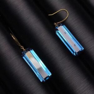 High - end Swiss Blue Topaz Earrings: Meticulously Inlaid for Ultimate Elegance